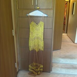 For Love And Lemons Yellow Lace Maxi Dress